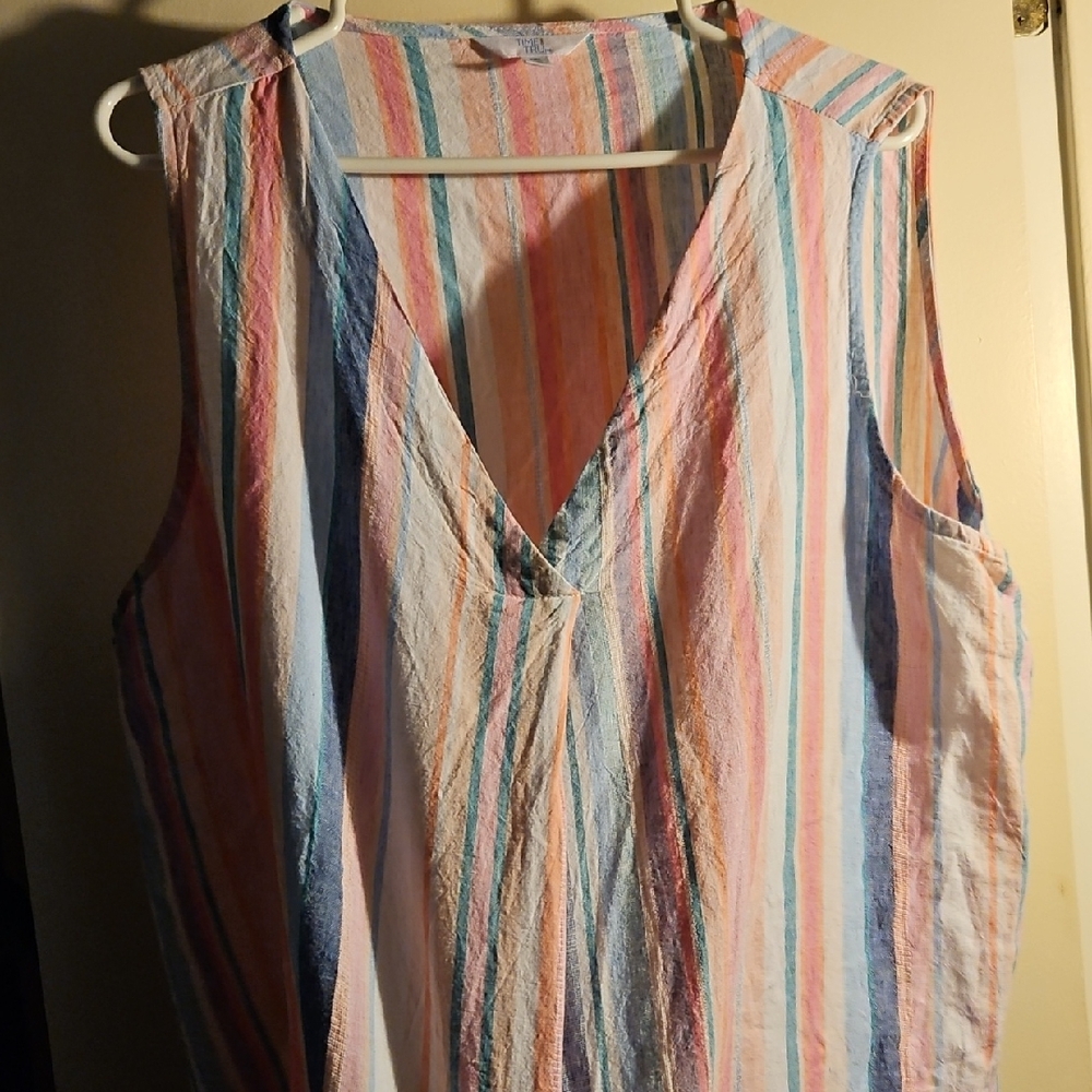 Time and Tru Multicolor Striped Tank Top